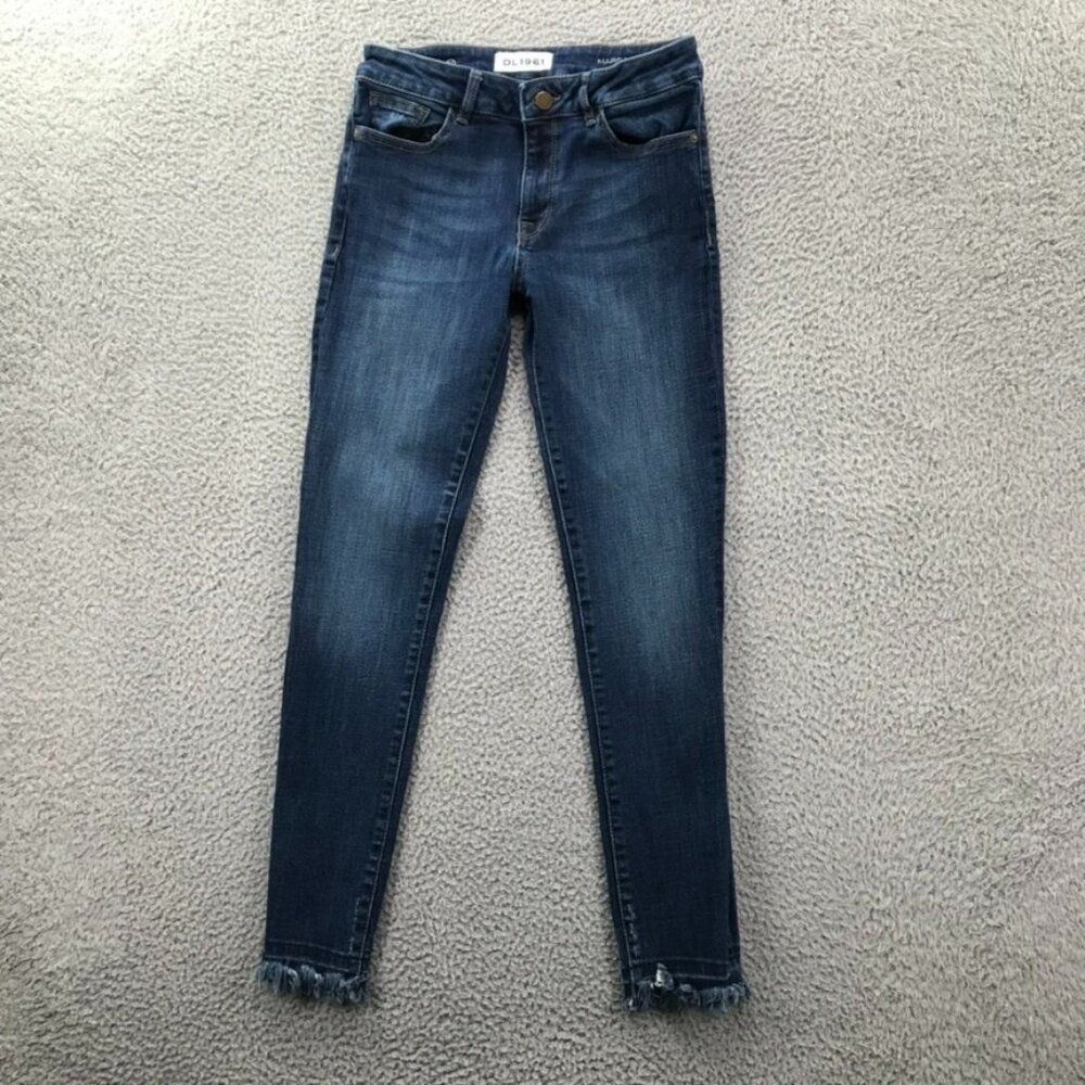 DL1961 Jeans Womens 26 Blue Margaux Instasculpt Harlow Ankle Skinny Frayed Hem